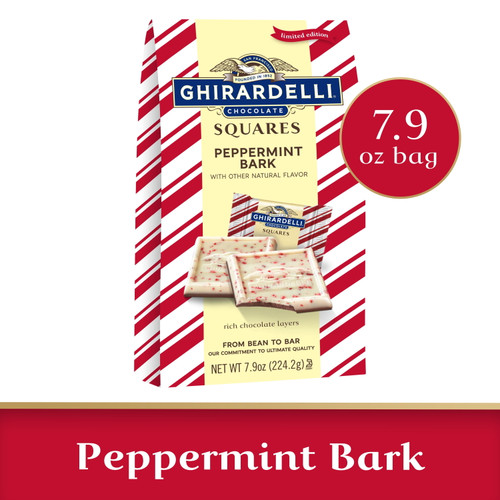 Ghirardelli Peppermint Bark Chocolate Squares, 7.9 Oz Bag
