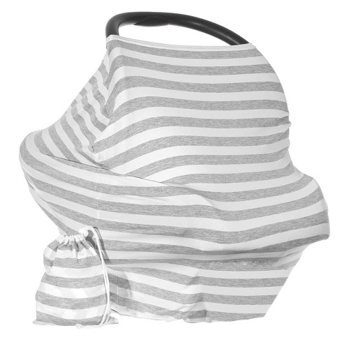 Auchen Baby Car Seat Canopy Cover For Car Seat, Versatile Stretchy, Gray And White Stripes