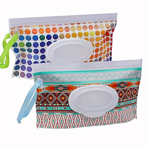 Febsnow 2 Pack Baby Wipe Dispenser,reusable Portable Wipe Holder,baby Wipes Container,travel Baby Wipes,refillable Wet Wipe Pouch(classic)
