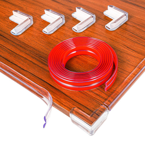 Hequsigns 6.56ft Baby Proofing With 4 Corner Guards,  Silicone Kid's Anti-collision Strip, Clear Edge Protector Strip For Cabinets, Tables, Drawers