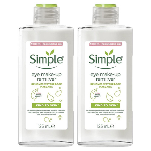 Pack Of (2) Simple Kind To Eyes Eye Make Up Remover 125 Ml