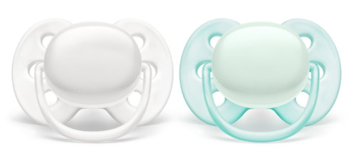 Philips Avent Ultra Soft Pacifier, 0-6 Months, Arctic White / Green, 2 Pack, Scf091/01