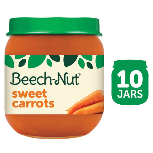 Beech-nut Stage 2 Baby Food, Sweet Carrots, 4 Oz Jar, 10 Pack