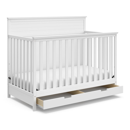 Storkcraft Homestead 5-in-1 Convertible Baby Crib With Drawer, White
