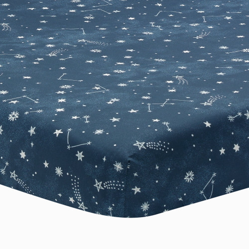 Lambs & Ivy Sky Rocket Blue Stars/galaxy/space 100% Cotton Fitted Crib Sheet