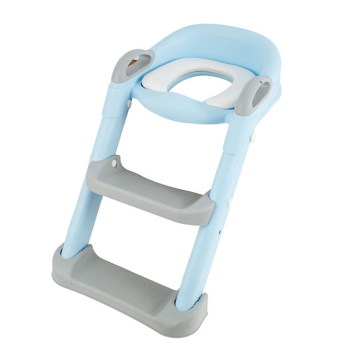Hotbest Kids' Auxiliary Toilet Trainer, Toilet Trainer With Step Stool Ladder, Auxiliary Toilet Seat, Soft Cushion, Prevents Splashing, Foldable, Removable, Step Type, For Boy And Girl