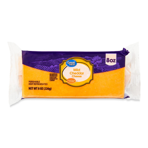 Great Value Mild Cheddar Cheese, 8 Oz