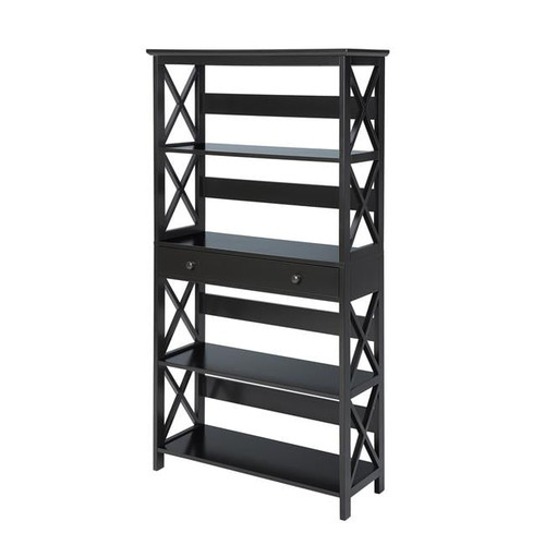 Convenience Concepts 203051bl Oxford 5 Tier Bookcase With Drawer, Black
