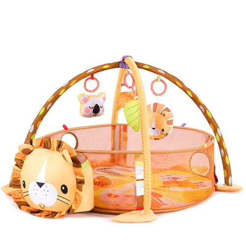 Costway 3 In 1 Cartoon Lion Baby Infant Activity Gym Play Mat W Hanging Toys Ocean Ball