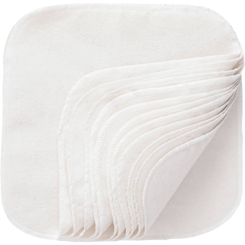 White Cotton Baby Washcloths - 12 Per Package