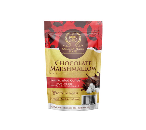 Golden Made Kafe Premium Gourmet Arabica Beans, Caffeinated Ground Coffee, Medium Roast, Chocolate Marshmallow Flavor, 4 Oz. Re-sealable Pack