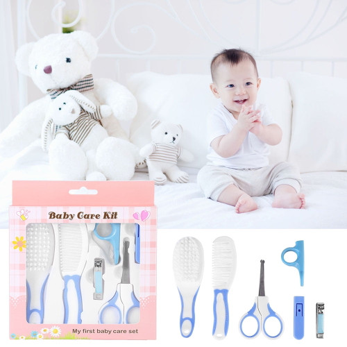 6pcs Daily Infant Kids Care Set, Ymiko Baby Grooming Health Hair Care Newborn Nail Clipper Brush Scissors Comb, Baby Nail Scissors