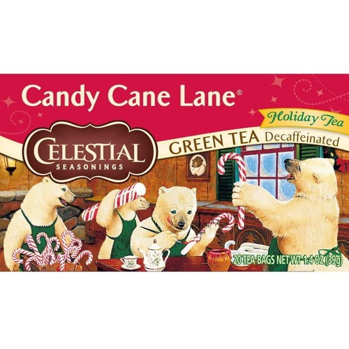 Celestial Seasonings Holiday Seasonal Favorite Green Tea Caffeine Free Candy Cane Lane 20 Tea Bags Pack Of 4