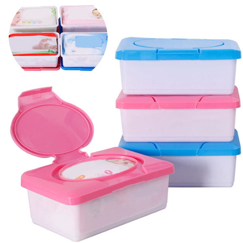 Walbest Portable Wet Wipe Travel Case Napkin Tissue Paper Storage Box, Plastic Wipes Dispenser Case Baby Wipes Holder Refillable Container With Buckle Lid For Home Car Office