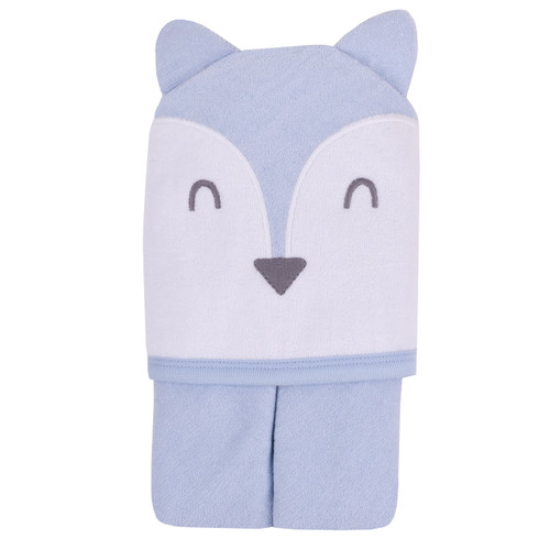 Little Star Organic Terry Cloth Hooded Bath Towel, Blue Fox