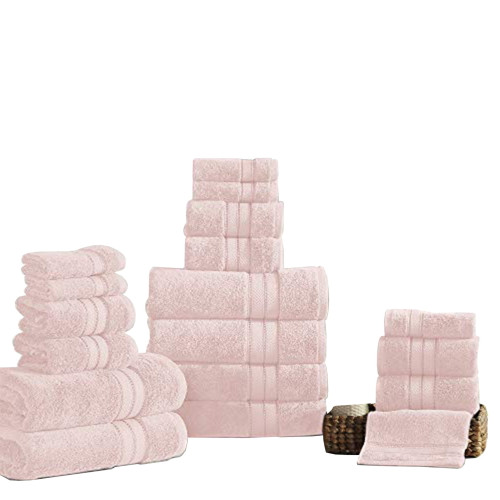 Bergamo 18 Piece Spun Loft Towel Set With Striped Pattern The Urban Port, Pink