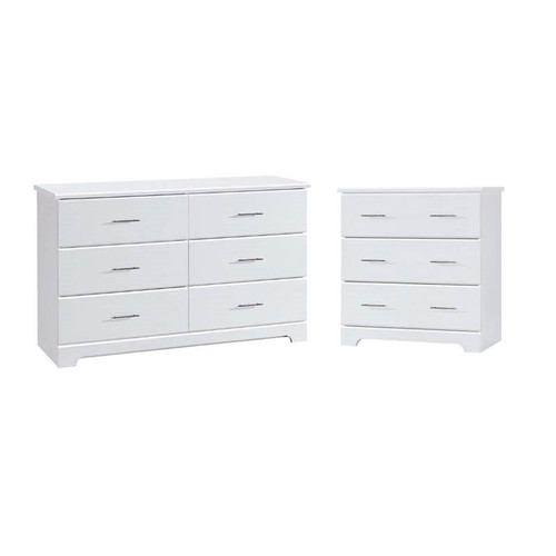 2 Piece Nursery Furniture Set With Dresser And Chest In White