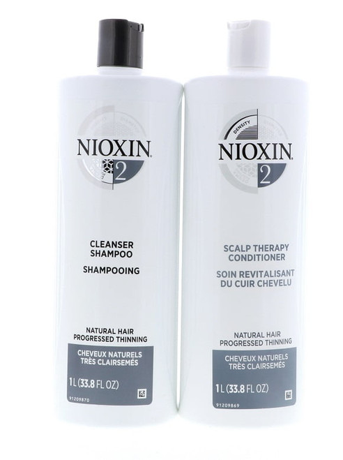 Nioxin System 2 Cleanser Shampoo, 33.8 Oz 1 Pc, Nioxin System 2 Scalp Therapy Conditioner, 33.8 Oz 1 Pc