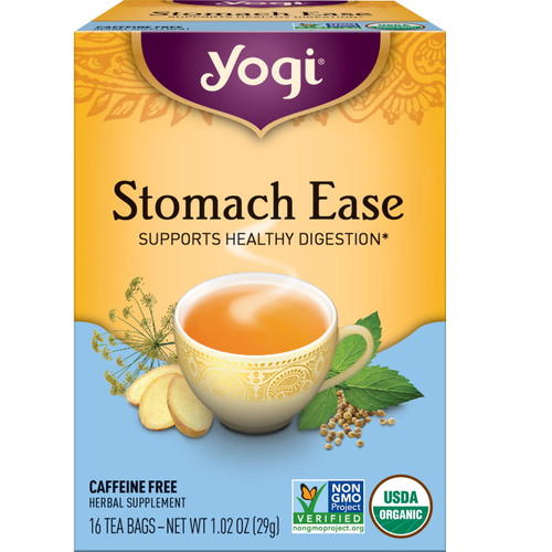 Yogi Tea Stomach Ease, Caffeine Free Organic Herbal Tea, Wellness Tea Bags, 1 Box Of 16