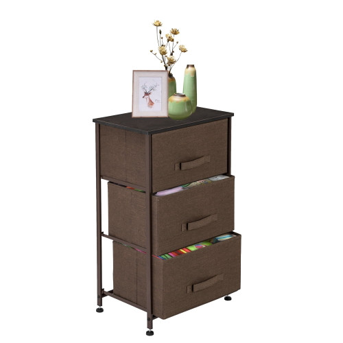 3-tier Dresser Drawer, Storage Unit With 3 Easy Pull Fabric Drawers And Metal Frame, Wooden Tabletop, For Closets, Nursery, Dorm Room, Hallway,