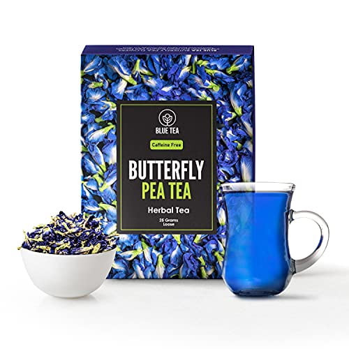 Blue Tea - Butterfly Pea Flower Tea | 50 Cups - 25 Grams | Natural Food Color | Herbal Tea - Tisane - High On Antioxidants | Caffeine Free - Gluten Free - Non-gmo