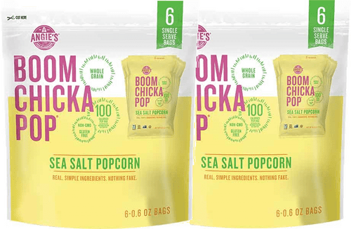 Angie’s Boomchickapop Popcorn, 2-pack  6 Count Bags Sea Salt