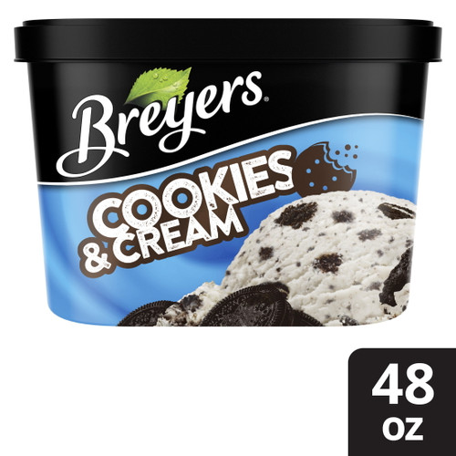 Breyers Frozen Dairy Dessert, Cookies & Cream, Ice Cream Alternative 48 Oz