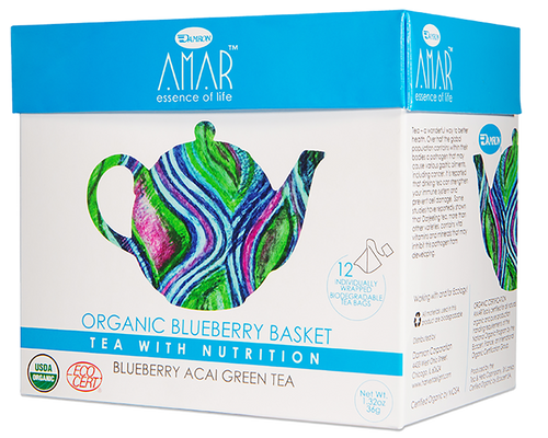 Organic Blueberry Basket Blueberry Acai, Pyramid Teabags, 12 Ct