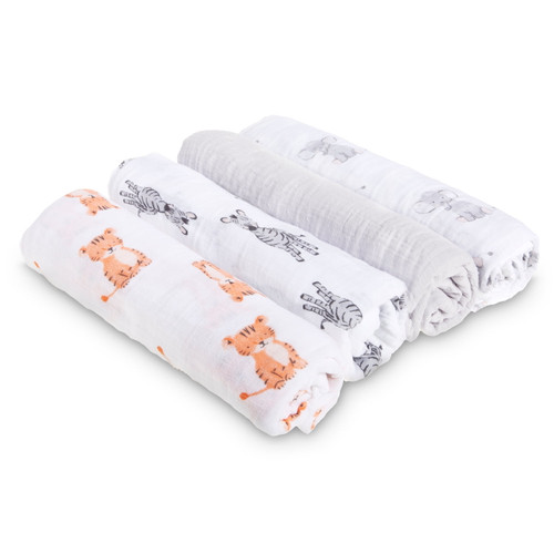 Aden + Anais Essentials Swaddle 4 Pack, Safari Babes