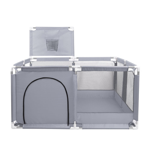 50 Inch Baby Playpen Foinwer With Breathable Meshlarge Kid Baby Playpen, With Basketball Hoop, Infant Children Play Game Fence, Giant Play Yard For Kids