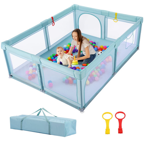 Baby Playpen, 78 X 59 Inch, Child Safety Fence With Zippered Gate And Easy To Assemble, Sturdy Safety Play Yard With Non-slip Suction Cups And Handles, Indoor And Outdoor Activity Children's Center