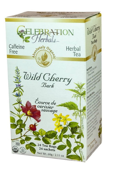 Celebration Herbals Organic Wild Cherry Bark Tea Caffeine 24 Herbal Tea Bags
