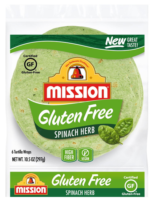 Mission Gluten-free Spinach Herb Tortilla Wraps, 10.5 Oz, 6 Count