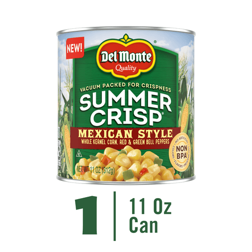 Del Monte Summer Crisp Mexican Style Corn  With Whole Kernel Corn, Red & Green Peppers, Canned Vegetables, 11 Oz Can