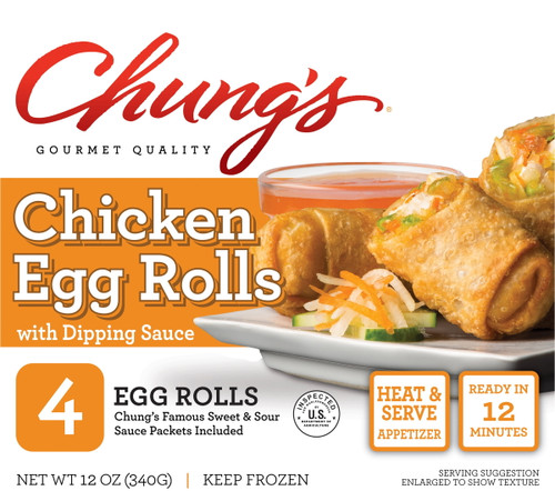 Chung's Gourmet Quality White Meat Chicken Egg Rolls 12 Oz