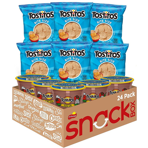 Tostitos Bite Size Rounds & Salsa Dip Cups Variety Pack, Single Serve Portions (24 Pack)