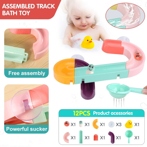 Lnkoo Kids Bath Toys Fun Slide Splash Water Ball Track Stick With Suction Wheels Bathroom Diy Builder Blocks Toys Summer Children Bathtub Toy For Kids Boys Girls Age 1 2 3 4 5 6 7 Years Old