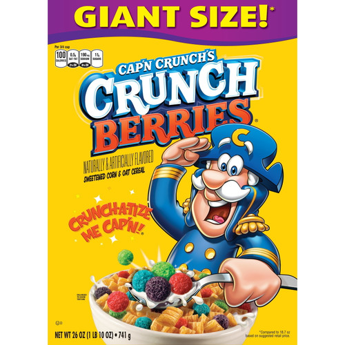 Cap'n Crunch Breakfast Cereal, Crunch Berries Box, 26 Oz