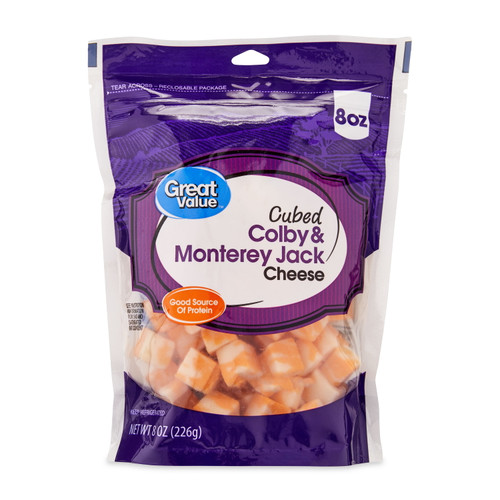 Great Value Cubed Colby & Monterey Jack Cheese, 8 Oz