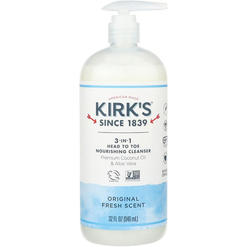 Kirk's Castile 3-in-1 Head To Toe Nourishing Body Wash, 32 Oz.