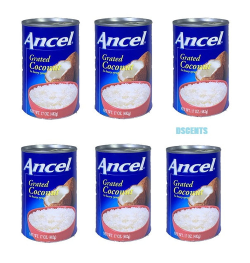 Pack Of 6 Ancel Grated Coconut In Heavy Syrup Coco Rallado En Almibar 17 Oz