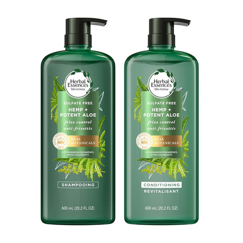 Herbal Essences Bio:renew Sulfate Free Hemp + Potent Aloe Shampoo And Conditioner Set, 20.2 Fl Oz Each — Nourishes Dry Hair For Frizz Control, Paraben And Cruelty Free — Safe For Color Treated Hair