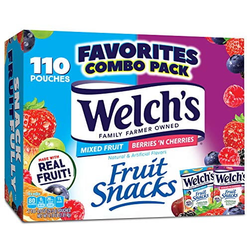 Welch's Fruit Snacks, Mixed Fruit & Berries 'n Cherries Bulk Variety Pack, Gluten Free, 0.9 Oz Individual Single Serve Bags (pack Of 110)