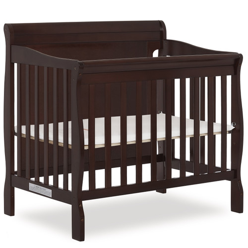 Dream On Me Aden Full Panel Convertible 4-in-1 Mini Crib In Espresso