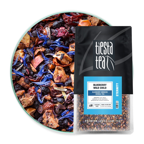 Tiesta Tea Blueberry Wild Child, Blueberry Hibiscus Loose Leaf Herbal Tea, 16 Oz