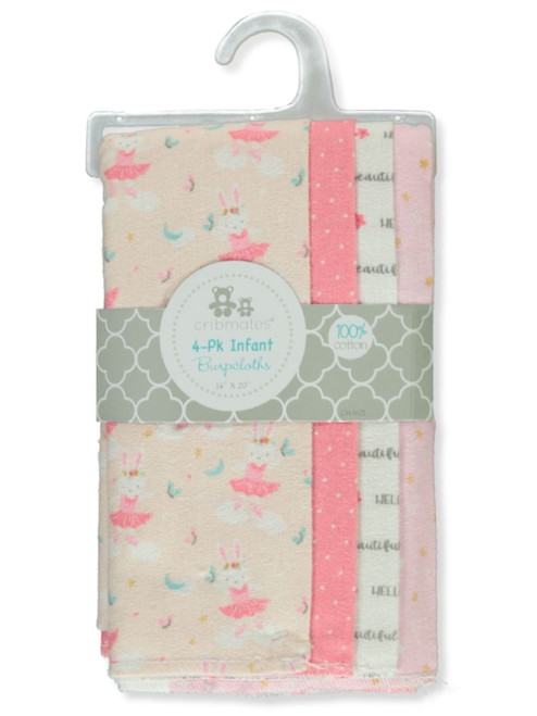 Cribmates Baby Girls' 4-pack Bunny Burp Cloths - Pink/multi, One Size
