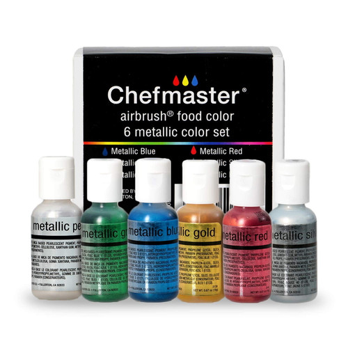 Chefmaster Metallic Airbrush Color Set 6pk Edible Food Coloring