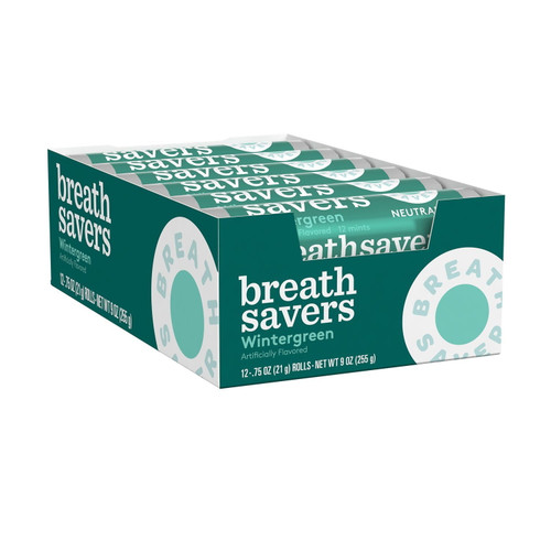 Breath Savers, Wintergreen Sugar Free Breath Mints, Individually Wrapped, 0.75 Oz, Rolls (24 Count)