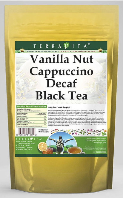 Terravita Vanilla Nut Cappuccino Decaf Black Tea, (vanilla Nut Cappuccino Decaf, Black Tea Bags, 25 Tea Bags, 1-pack, Zin: 544704)