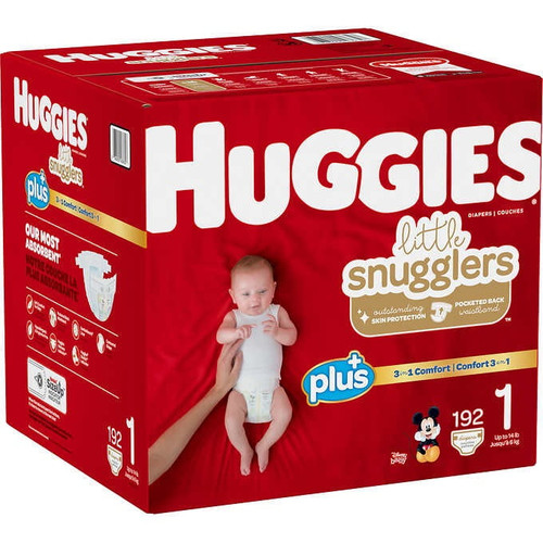 Huggies Little Snugglers Diapers, Size 1 - 192 Diapers